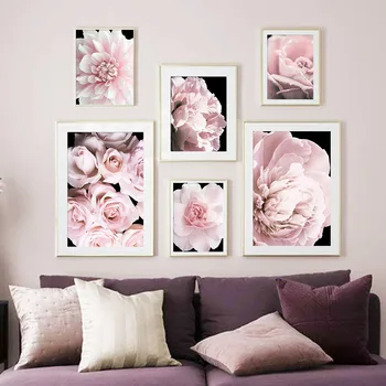 

Pink Petal Dahlia Daisy Rose Nature Plant Nordic Posters And Prints Wall Art Canvas Painting Pictures For Home Design Bedroom