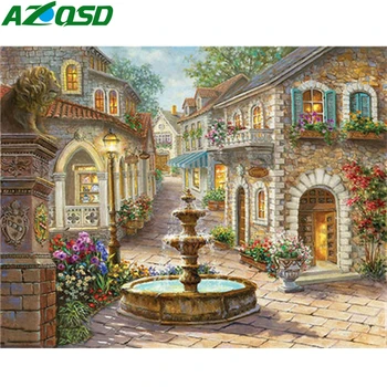 

AZQSD DIY Painting By Number Canvas Kits House Decoration Coloring By Numbers Landscape Drawing On Canvas Handpainted Gift