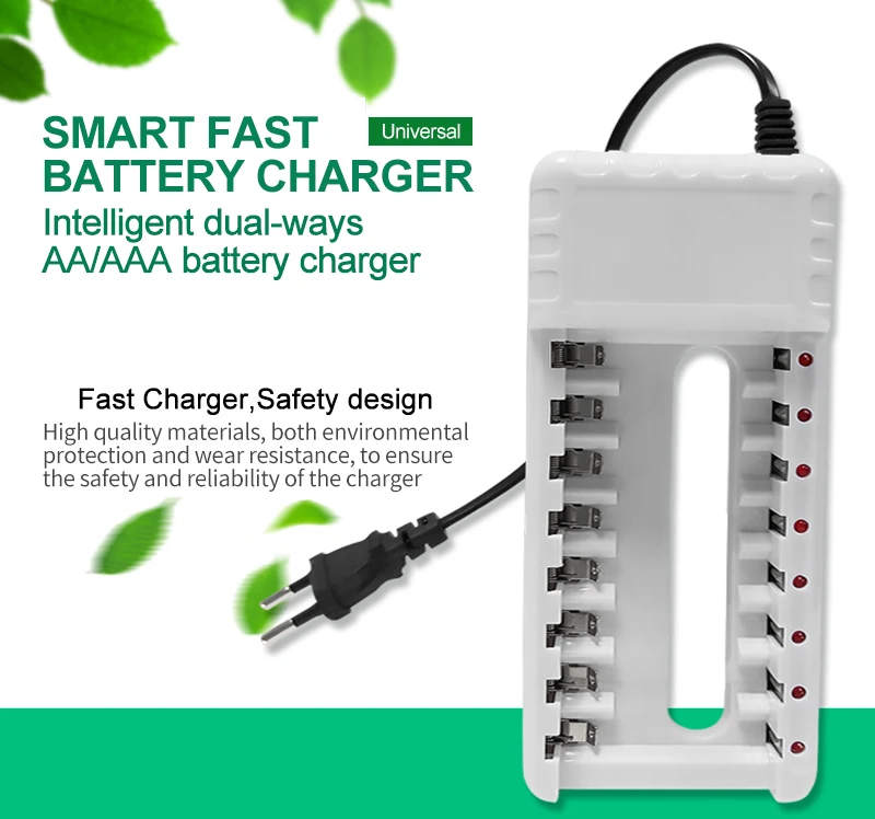 PHOMAX 5W 2 4 V 8 слотов ЕС светодиодный смарт дисплей быстрое зарядное устройство AA AAA Ni