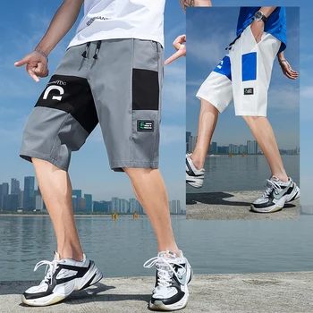 

Cargo Shorts Men Summer 2020 Korean Version Straight Loose Pants Casual Sports Thin Solid High Quality Shorts Male Brand