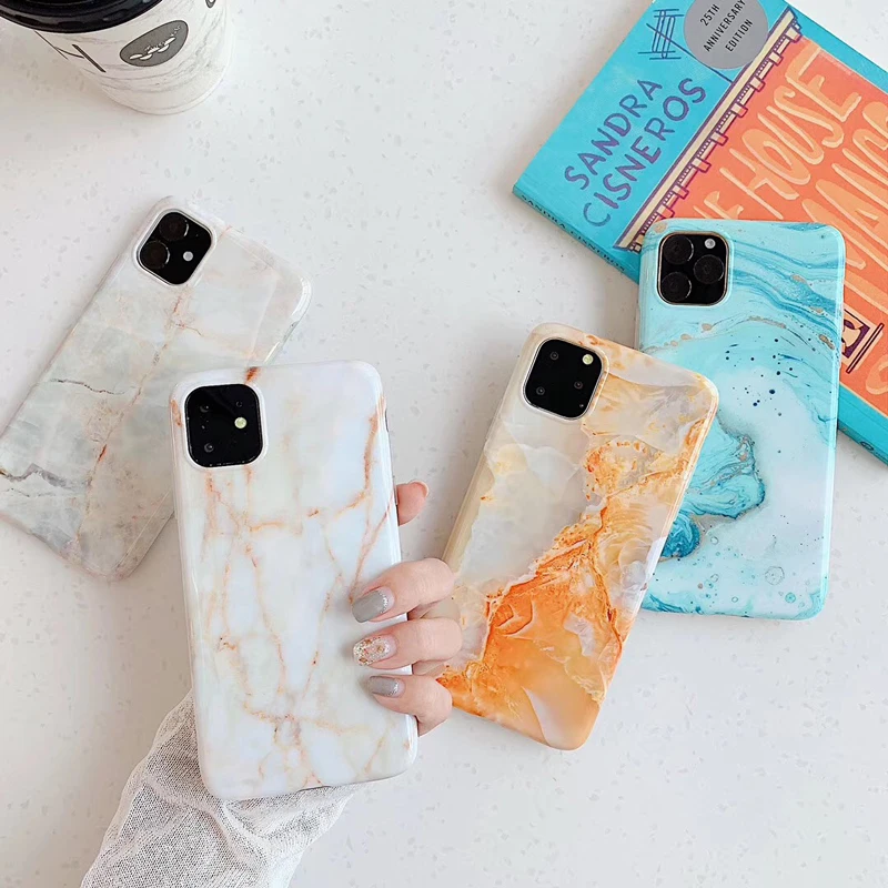 

Marble Phone Case For iphone X Xs Max Xr Case For iphone 6 6S 7 8Plus 11 11pro MAX Glossy Stones Marble Texture Cover Coque