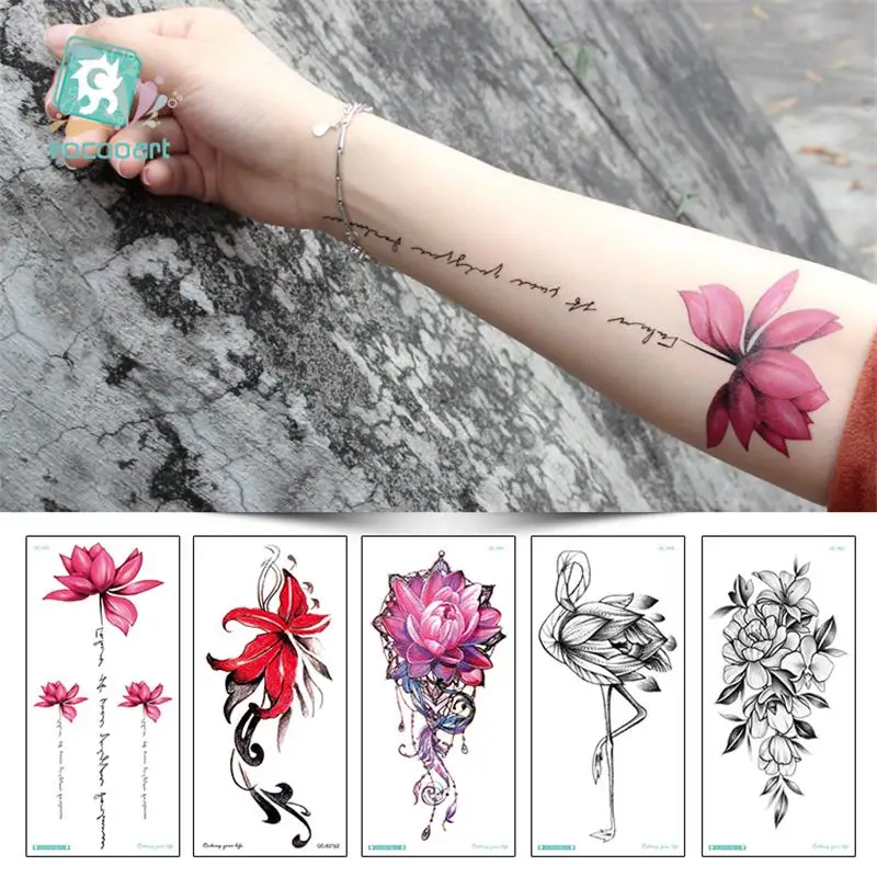 

Individuality Simple Ink Flower Design Body Art Water Transfer Waterproof Temporary Tattoo Sticker For Women Arm Fake Tattoos