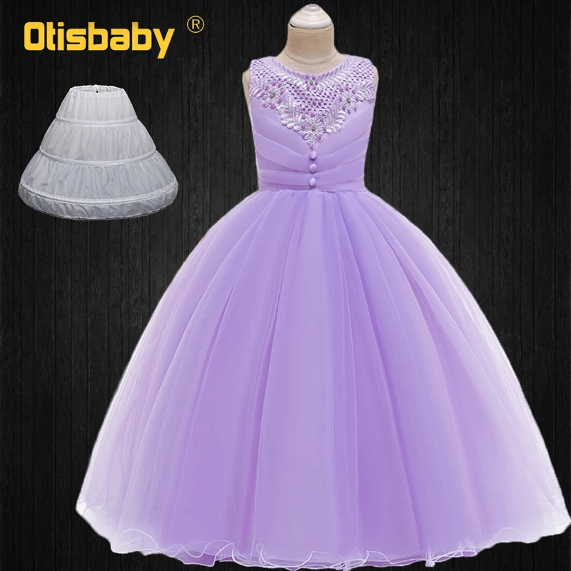 Purple Set A Зимняя одежда для девочек-подростков от 2 до 12 лет длинные платья для выпускников на свадьбу, день рождения, церемонию, Monsoon, праздники - Цвет: Purple Set A