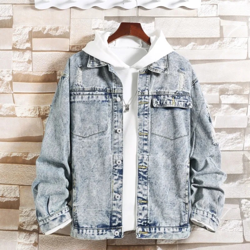 Cheap Young New Man Hip Hop Jackets Denim Loose Patchwork Men High Street Casual Coats Male Club Amazing Quality Chaqueta Hombre