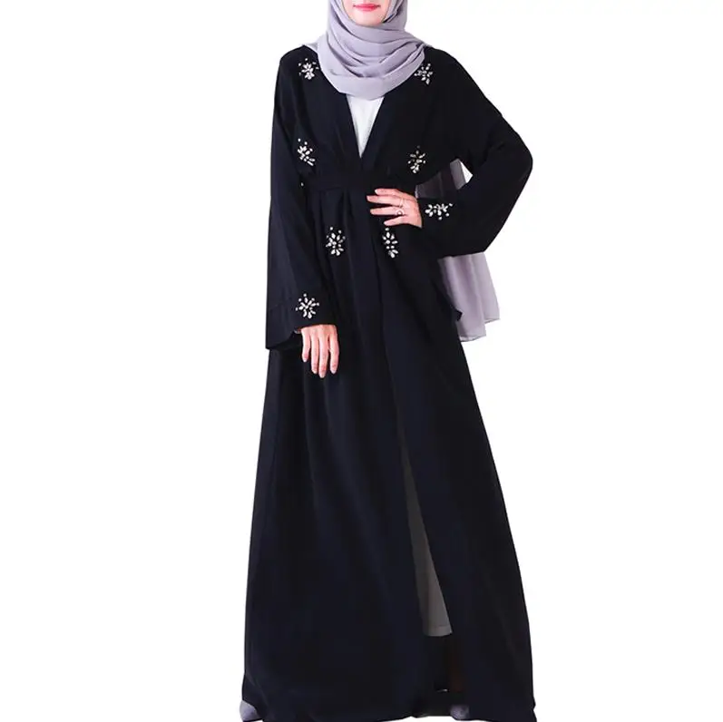 Abaya Kimono Muslim Hijab Dress Women Abayas Caftan Marocain Kaftan Robe Femme Dubai Tesettur Elbise Turkish Islamic Clothing - Цвет: Black cardigan