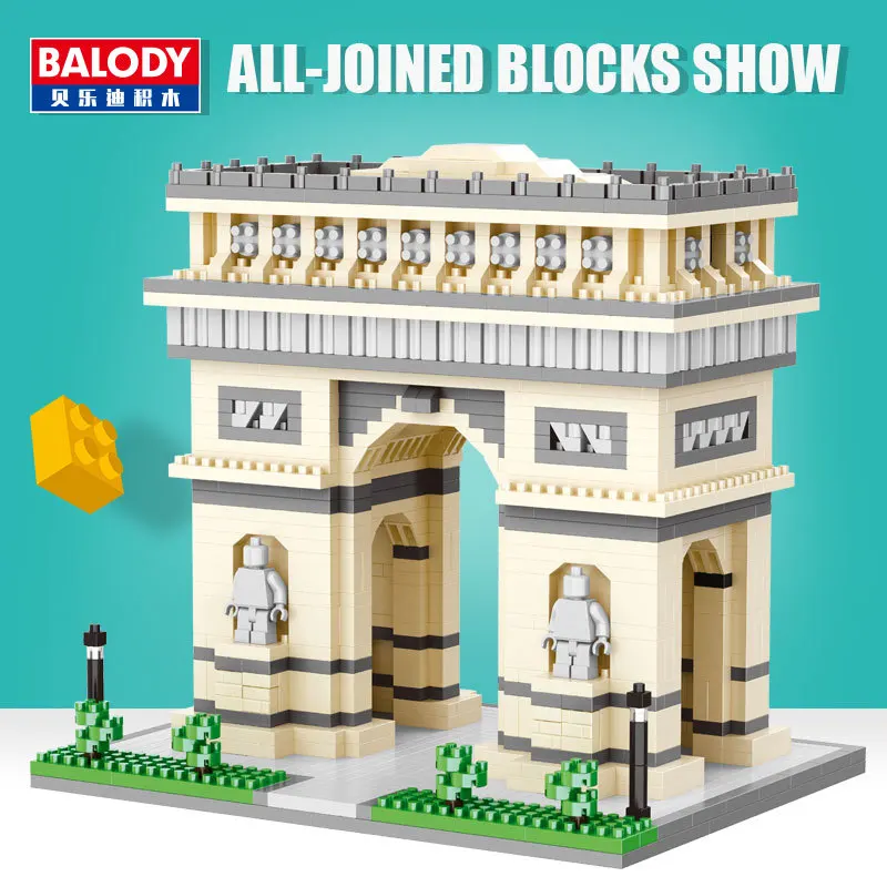 Balody архитектурные кубики алмазные Mirco строительные Blocks16061-91 Taj Mahal Louvre Василий Церковь США замок легоинглы игрушка - Цвет: 16073 ArcdeTriomphe