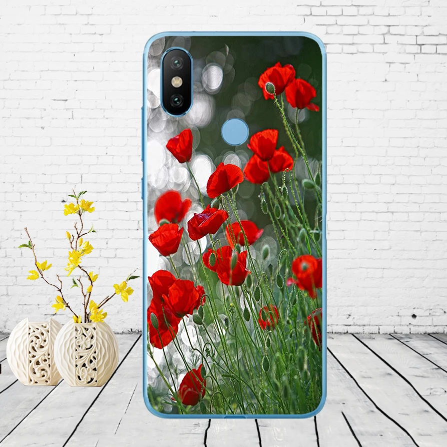 63DD красный Маки на черном стиле мягкий силиконовый чехол для Xiao mi Red mi 6 6a mi 8 a2 lite note 5 6 pro 7 Case - Цвет: 11