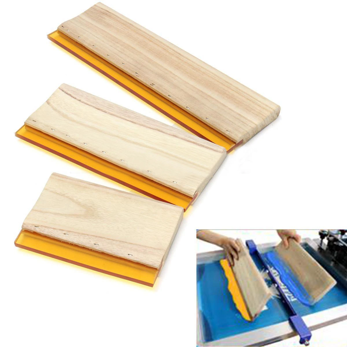 

3pcs Silk Screen Printing Squeegee Blade Ink Scraper Scratch Board Tools Wearproof Wood Handle Squeegees 16cm 24cm 33cm Mayitr