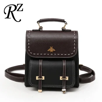 

Contrast color women backpack PU leather Shoulders Bag multi purpose Top-handle Bags Korean version shoulder bag