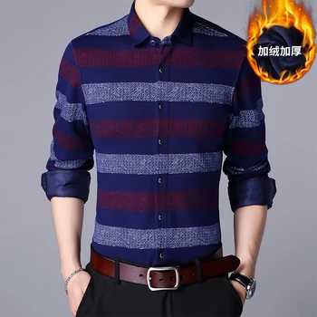 

Best Sellers Casual Shirts Thicked With velvet Business Men Long Sleeve Cotton Fashion Shirts Brand Autumn Slim Fit