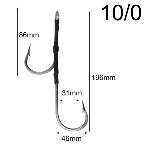 3 шт. крючок рыболовные крючки из нержавеющей стали двойные острые сильные джиговые крючки для морской приманки Размер 6/0~ 13/0 - Цвет: 10-0