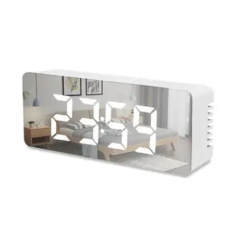 

12H/24H USB Charging Digital LED Display Mirror Thermometer Snooze Alarm Clock