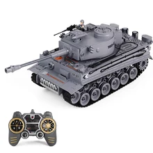 LCF-tanque militar alemán Tiger para niños, juguete de tanque de batalla de 1:18, 2,4G, con sonido de humo y luz de Control remoto