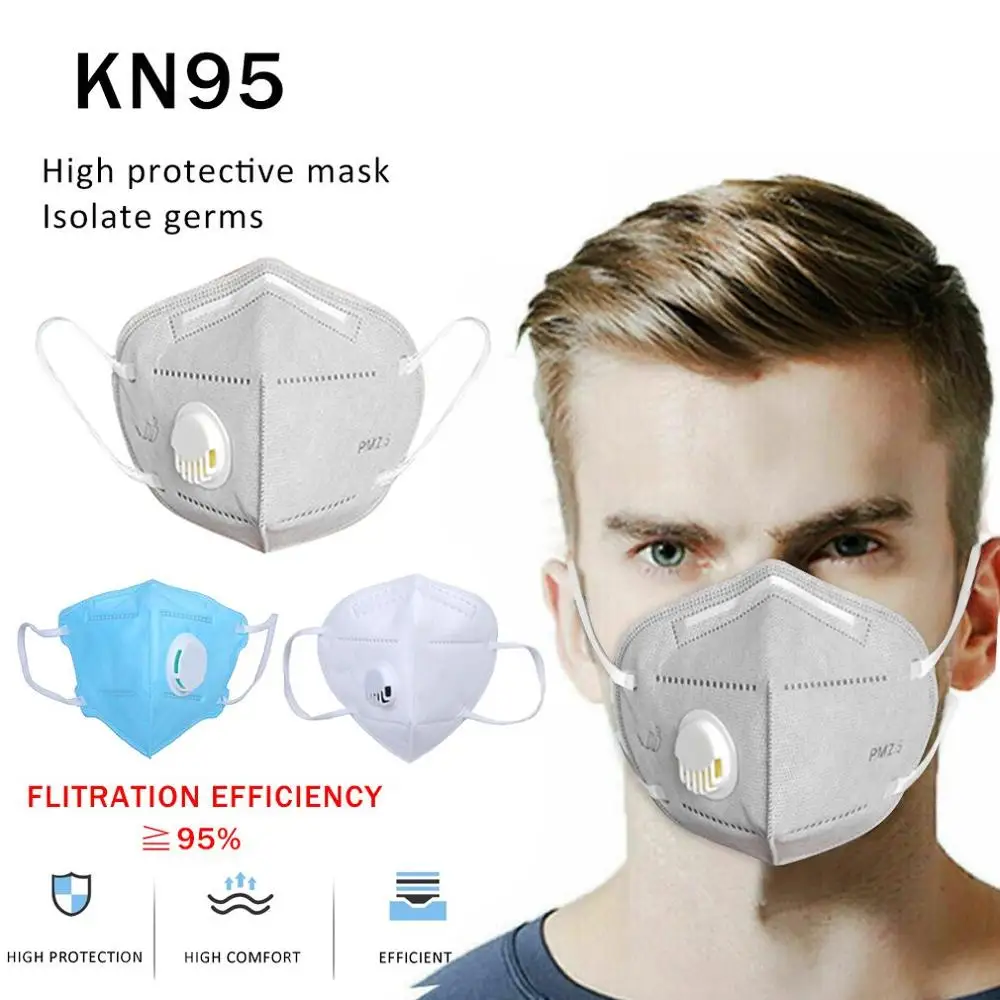 

10pcs KN95 Mask With Breathing Valve Filter Protective Face Mask Fold Masks Anti Pollution Dustproof Masks