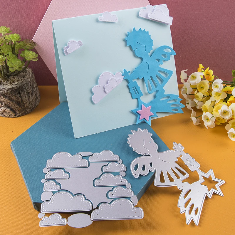 

Angel Wings Clouds Metal Cutting Dies Cut Die Mold Boy Elf DIY Scrapbook Paper Craft Knife Mould Blade Punch Stencils Dies 2020