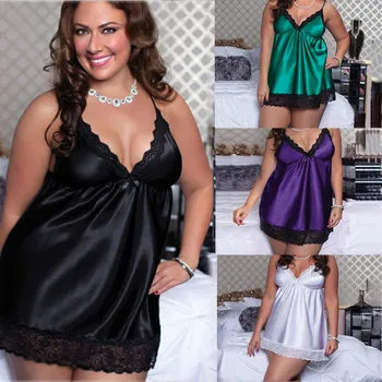 

Fashion Night Dress Large Size Sleepwear Lingerie Women Nightwear Sexy Lace Temptation Babydoll Underwear Nightdress (M-6XL)