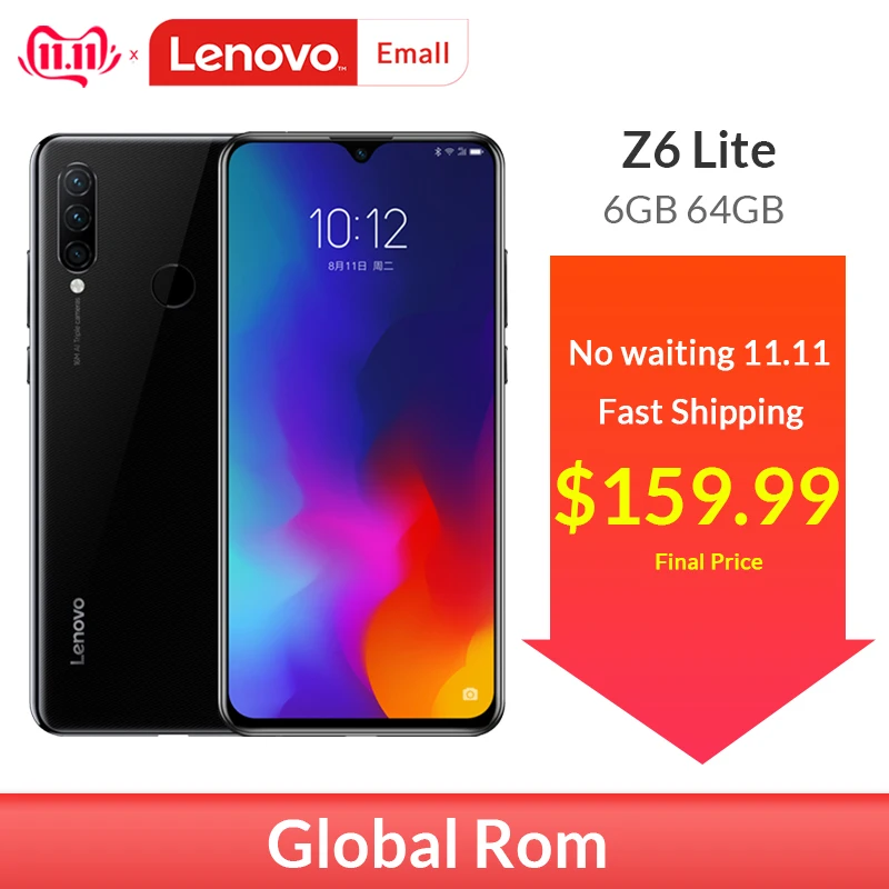Lenovo Z6 Lite смартфон с 6 3 дюймовым дисплеем восьмиядерным процессором Snapdragon 710 ОЗУ ГБ
