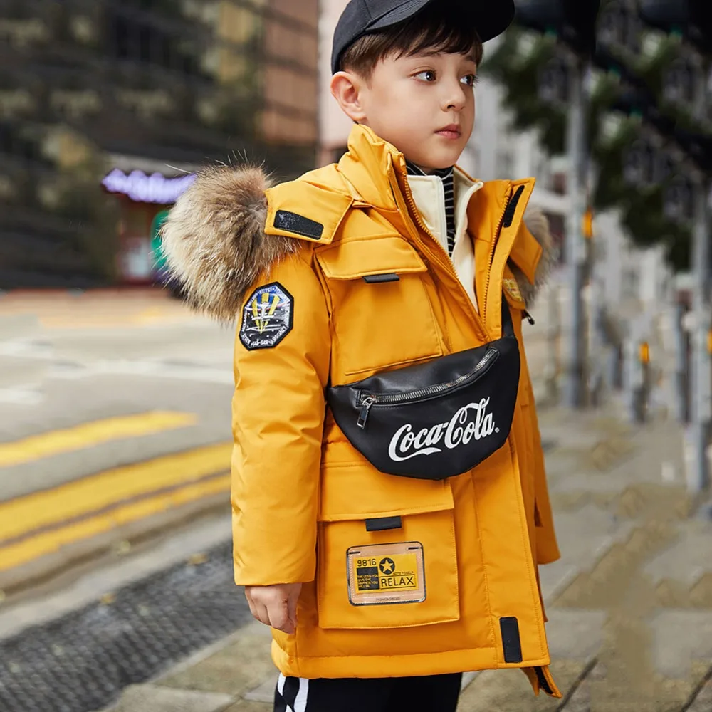 Autumn Winter Boys Jackets Fur Collar Baby Girls Down Coat Casual Children Hooded Outwear Girls Winter Down Jackets