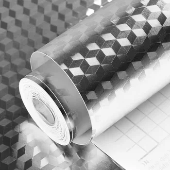 

Kitchen Oil proof Self Adhesive Stickers Anti-fouling High-temperature Aluminum Foil Waterproof Wallpaper Cabinet Contact Paper