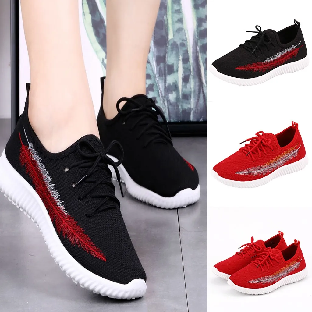 

SAGACE Women Ladies Casual Anti-Slip Sport Walking Sneakers Running Soft Shoes Mesh Flat Patchwork Slip-on Casual Soft Shoes #45