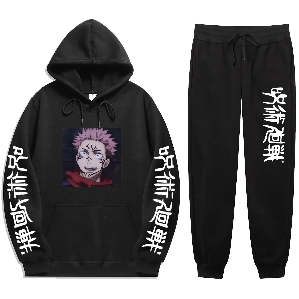 Мужские и женские комплекты из 2 предметов с японским аниме осенне-зимний свитшот