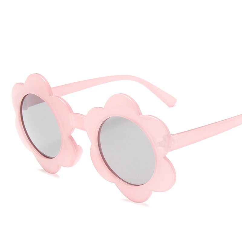 Винтажные очки детские солнцезащитные очки с круглым цветком Gafas детские спортивные солнцезащитные очки UV400 для девочек и мальчиков Oculos De Sol - Цвет линз: Pink