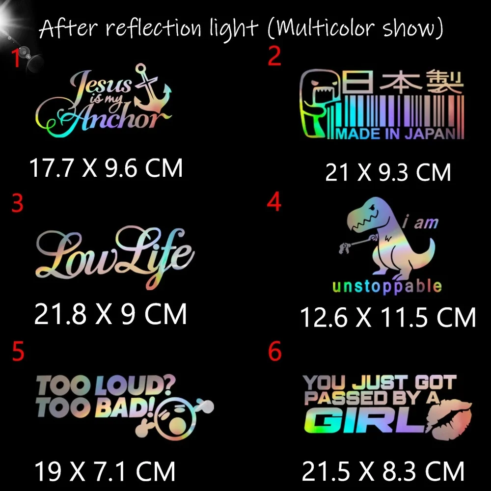 Laser JDM Reflective Stickers Funny Automobile Window Bumper Vinyl Decals Car Accessories