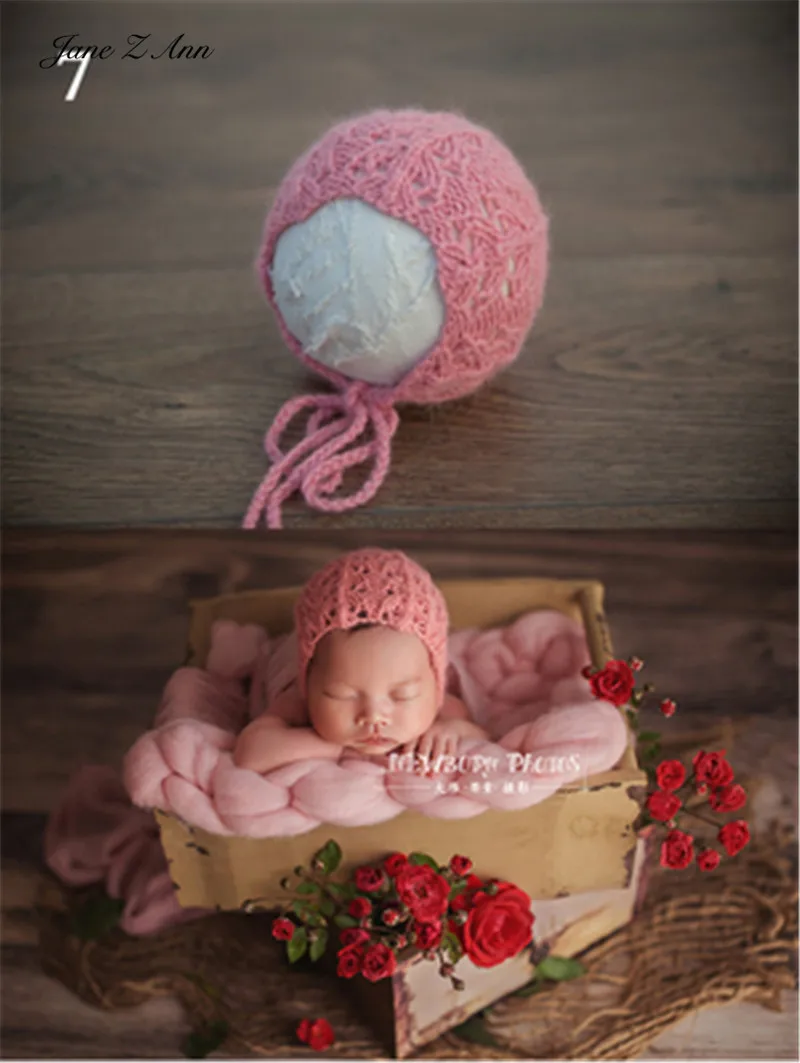 Jane Recém-nascido Artesanal Agulha Padrão Cor Sólida Macio Chapéu Envoltório Fotografia Prop Cap Estúdio Tiro Acessórios z Ann 15 Cheap Chapéus e bonés
