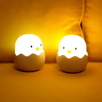 

Eggshell Chicken Silicone LED Night Light USB Charging Intelligent Children Bedside Lamp Touch Sensor Small Table Lamp For Kids