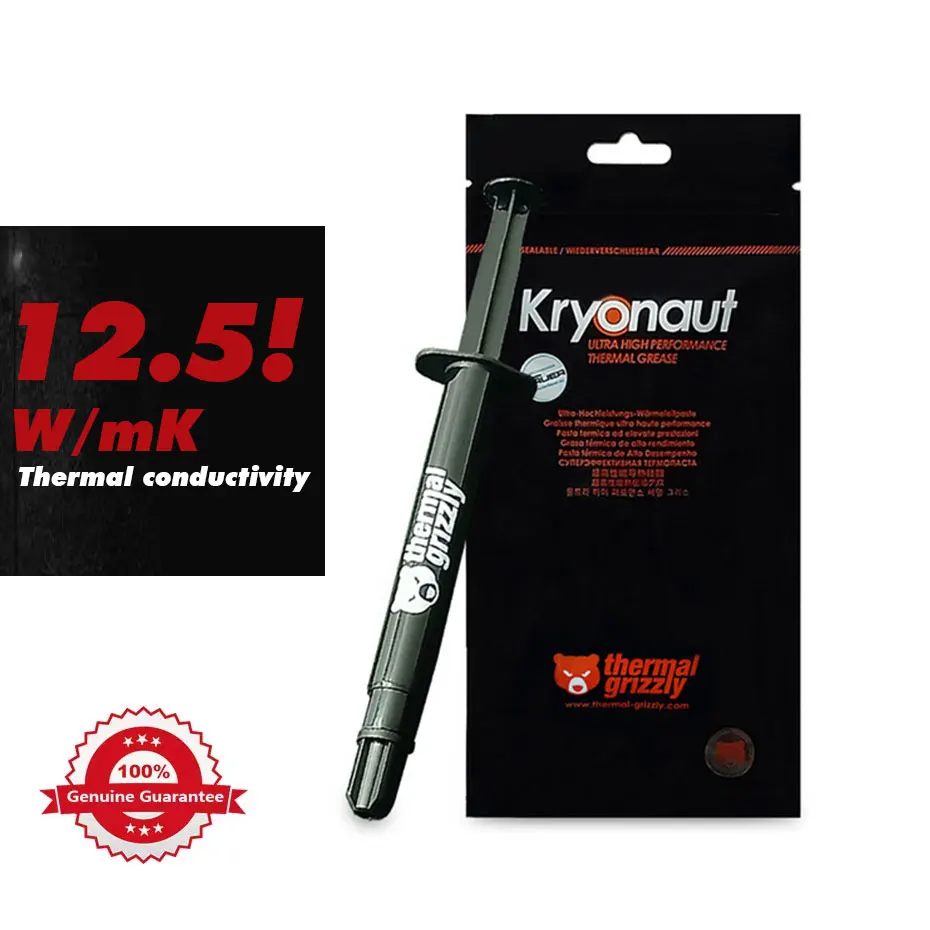 Thermal Grizzly Kryauut 12.5W/Mk Cpu/Gpu Cmputer Radiatore Amd Processore Intel Grasso Al Silicone Pasta Termica 1G/5.5G/11G