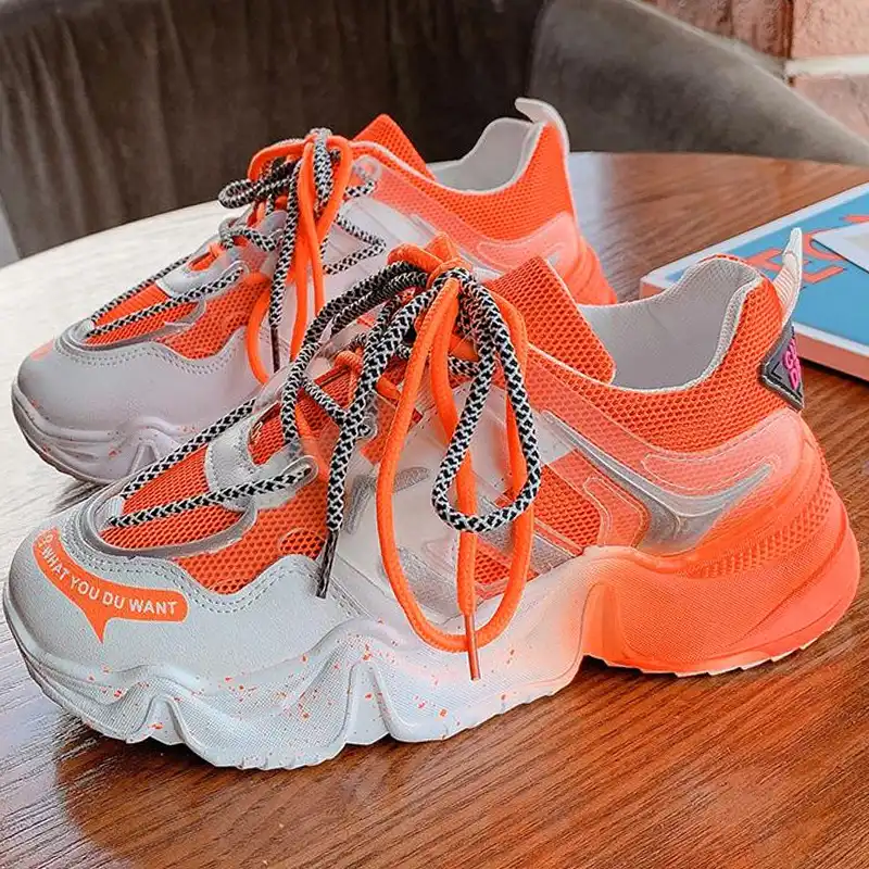 orange athletic shoes womens