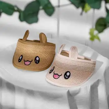 

Children Visor Cap Summer BOY'S Baby Girls Empty Top Smiley Straw Hat Topee Foldable Cricket-cap Beach Hat
