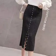 ^#Cheap High Waist Black Split Fork Rivet Skirts Women Autumn Winter Thickening Bag Hip Step Skirt ^#Cheap High Waist Black Split Fork Rivet Skirts Women Autumn Winter Thickening Bag Hip Step Skirt