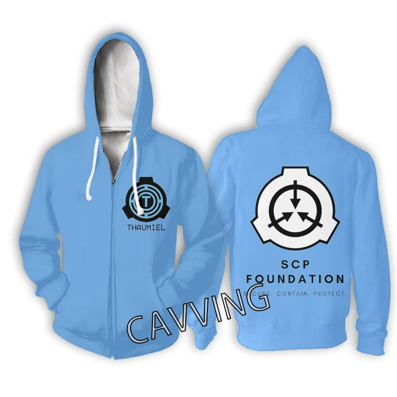 CAVVING 3D Print SCP Foundation Zipper Hoodies Zip Up Hooded Sweatshirt Harajuku Hoodie for Men/women 01 | Мужская одежда