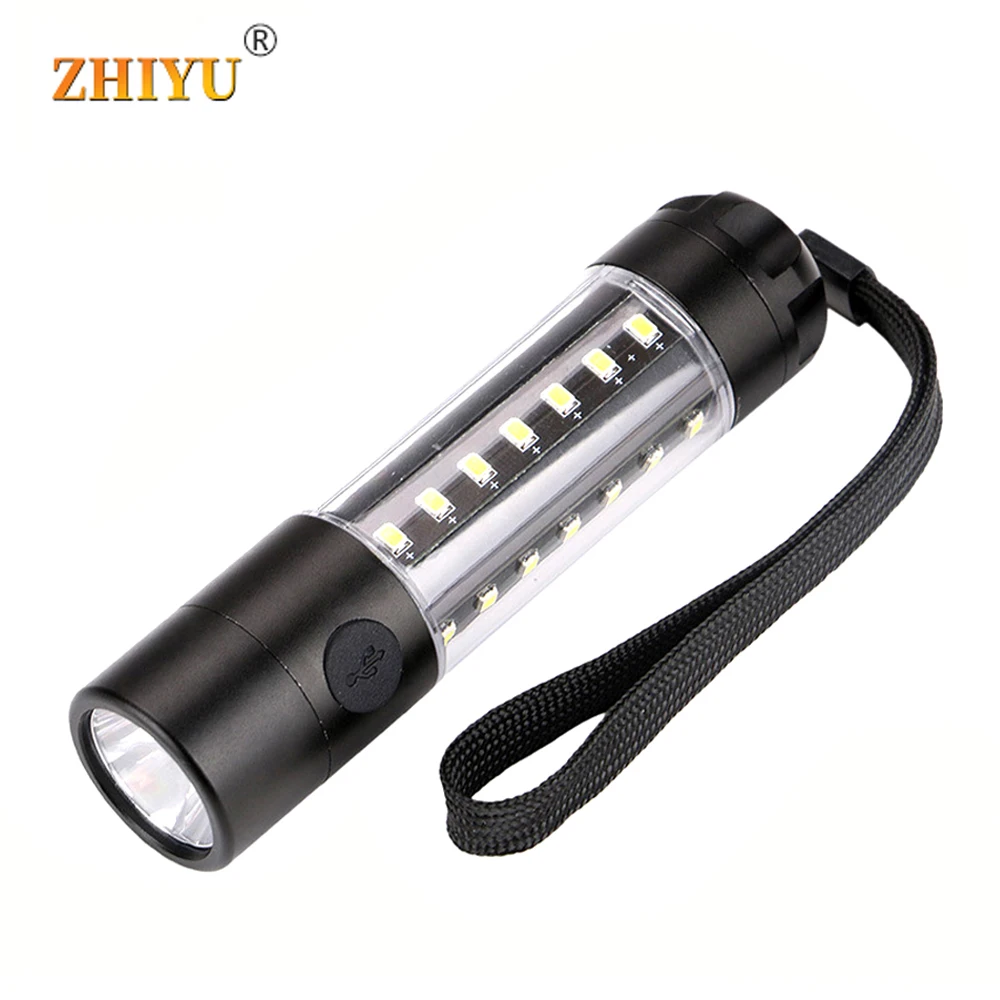 

T6 + COB Super Bright Flashlight 6 Kinds of Lighting Modes Rechargeable 360 Degree Side Light LED Torch,Use 18650 Battery