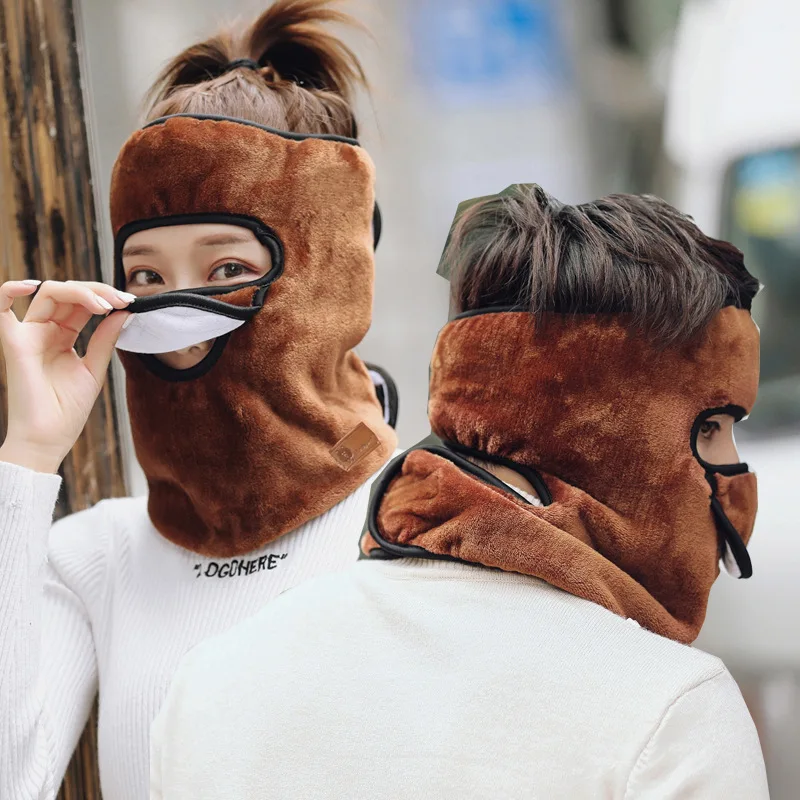 Children Scarf Men Women Baby Thick Warm Neck Protector Mask Family Matching Winter Kids Dad Mom Fleece Scarf Helmet Neck Warmer - Цвет: Coffee