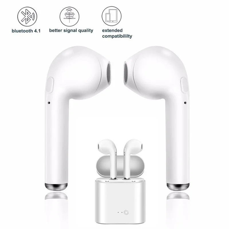 Headset earbud sport i7s TWS I7 dengan mikrofon untuk telefon pintar - Audio dan video mudah alih - Foto 4