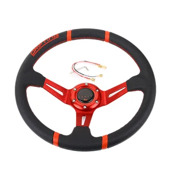 

Universal 14inch Deep Dish Drifting Sport Steering Wheel Leather Surface Racing Style with Logo