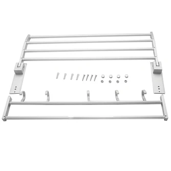 

Towel Rack Space Saving Aluminum Double Layer Rustproof Closet 5 Hooks Bathroom Kitchen Wall Mounted Foldable Stand Easy Install