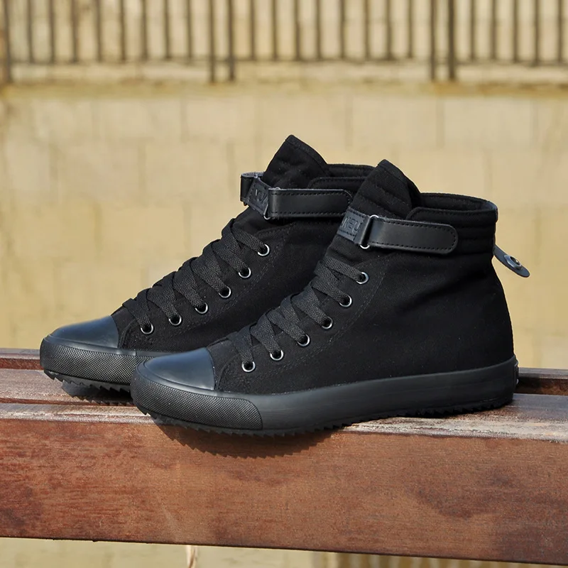 Высокая парусиновая обувь Для мужчин ваточника для студентов в Корейском стиле из прочной ткани Цвет Колледж Для мужчин обувь осень вибрационная обувь спортивная, кроссовки
