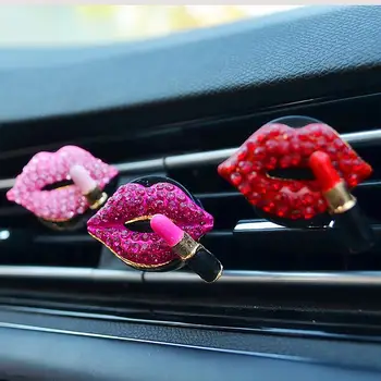 

Creative Lipstick Lip Rhinestones Car Air Outlet Fragrance Aromas Perfume Clip