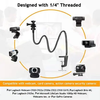 

Camera Bracket with Enhanced Desk Jaw Clamp Flexible Gooseneck Stand for Webcam Brio 4K C925e C922x C922 C930e C930 C920