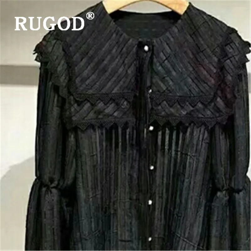 RUGOD Весенняя винтажная блузка женские блузки с длинным рукавом Прозрачный сексуальный топ корейская модная одежда женские рубашки Повседневная элегантная рубашка