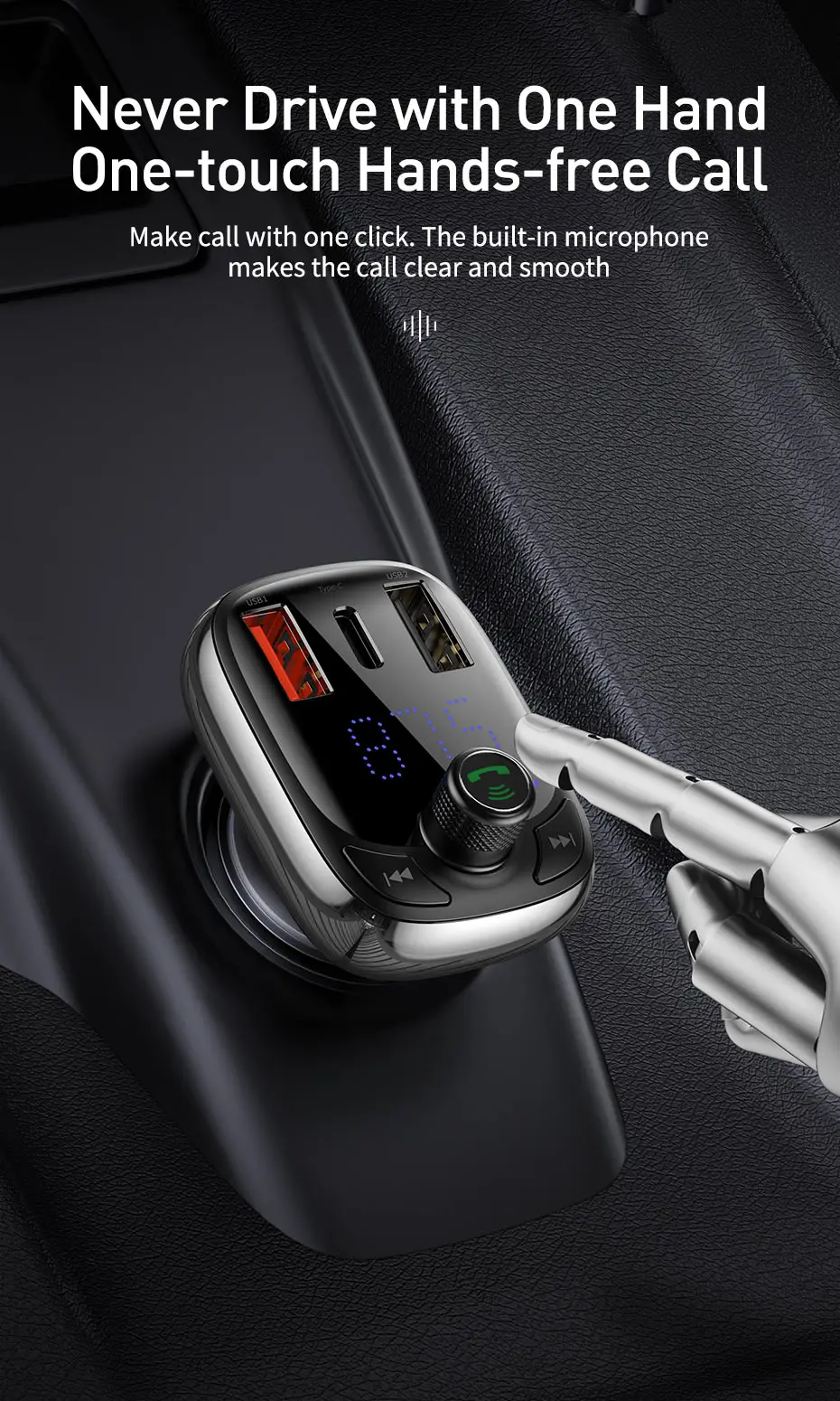 Baseus fm-передатчик Quick Charge 4,0 3,0 QC4.0 QC быстрое USB Автомобильное зарядное устройство Handsfree Bluetooth 5,0 автомобильный комплект MP3-плеер fm-модулятор