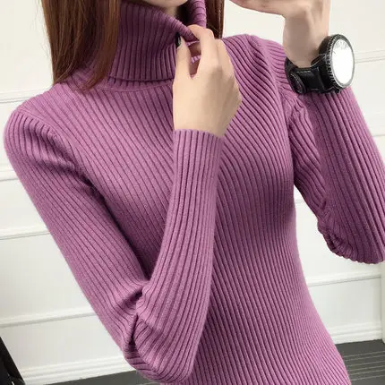 purple 2 Осень-зима,, женский вязаный кашемировый свитер с узором, Женский пуловер с воротником-хомутом - Цвет: purple 2