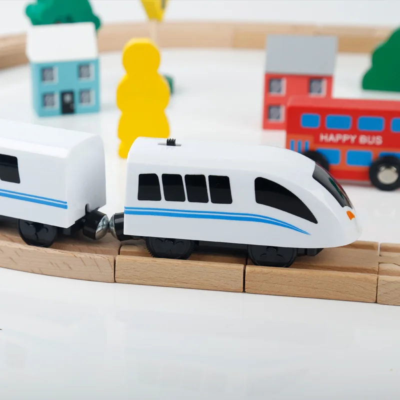 

2-7-Year-Old Wooden Track Train Set Children Toy Building Blocks of Educational Boy Electric 30-Piece Camera Track