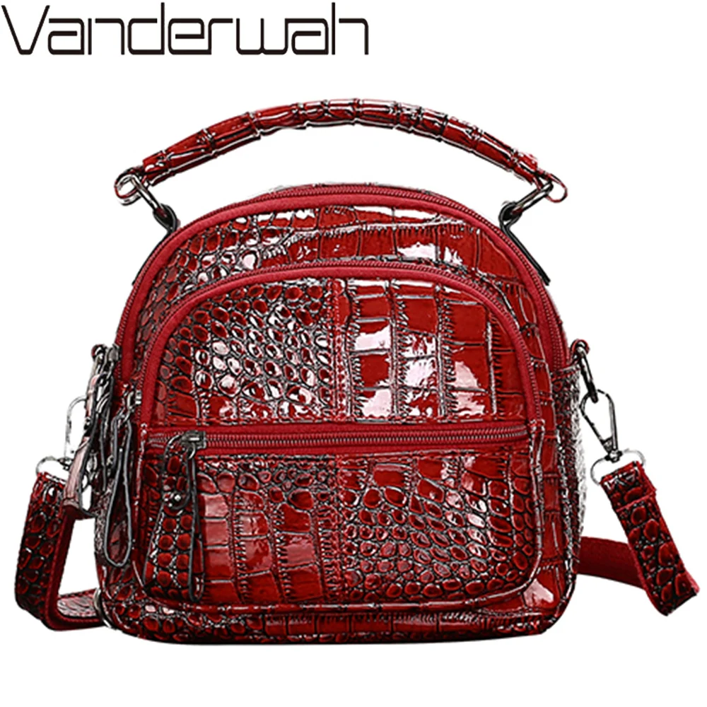 

Luxury Women Mini Backpack 2019 High Quality PU Leather Crocodile pattern Multifunction Backpacks For Girls Small Shoulder Bags