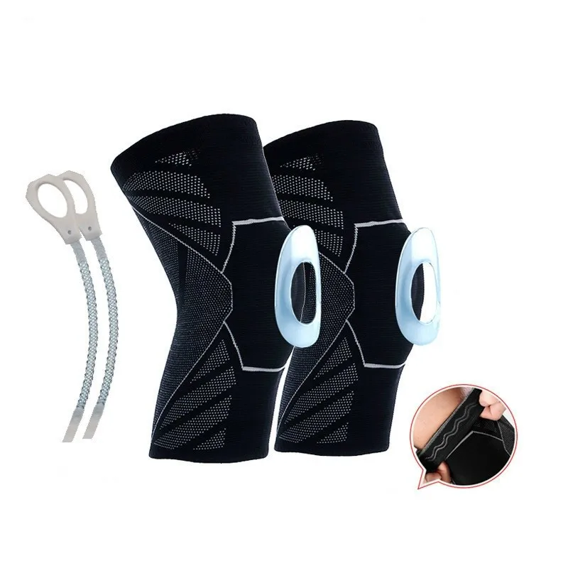 

1Pair Compression Knee Sleeve Spring Support Silicon Padded Knee Brace Knee Pads Support Running Crossfit Basketball Workout