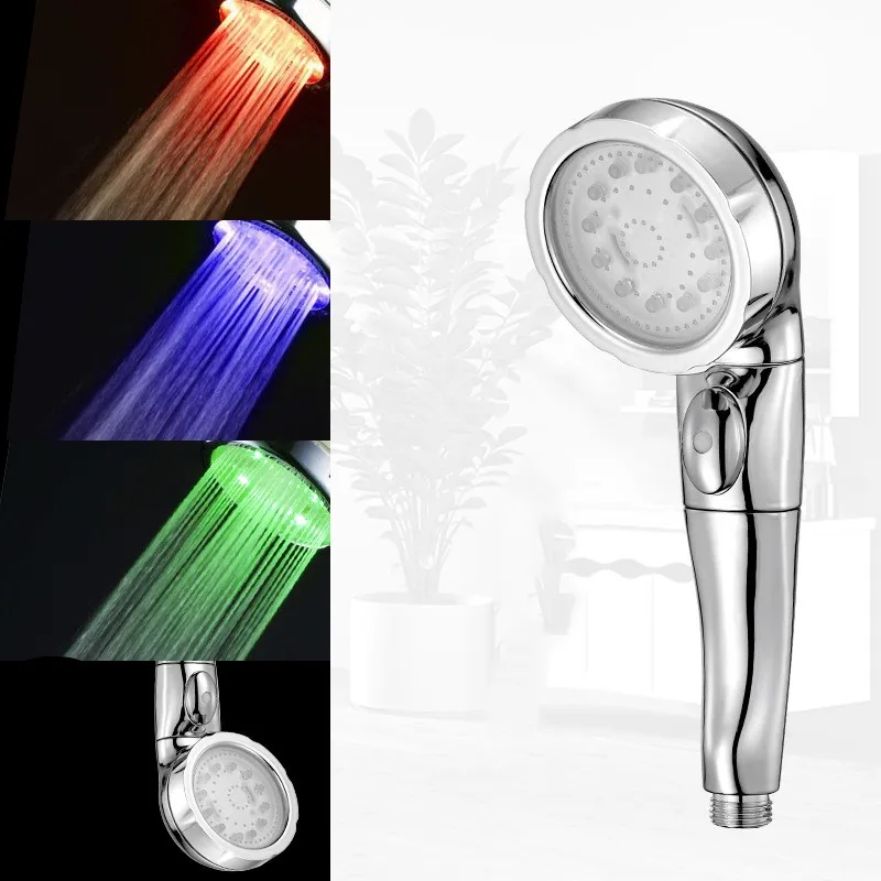 Светодиодный регулятор температуры воды душевая головка RGB светильник высокого давления сталь спа Ванная комната Душ Анионный фильтр шар экономия воды - Цвет: silver