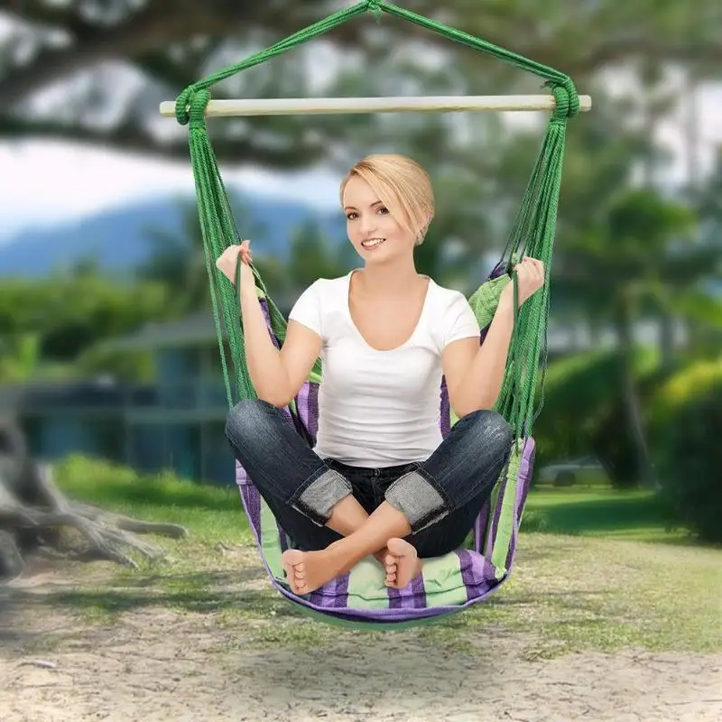 

Hammock Hanging Rope Chair Swing Chair Seat with 2 Pillows for Garden Use Suitable For Reading Books Magazines